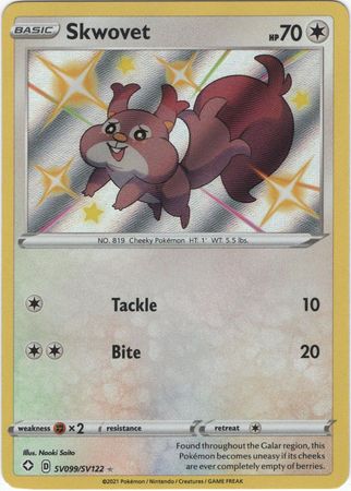 Pokemon Card Shining Fates SV099/SV122 SV99/SV122 Skwovet Shiny Rare