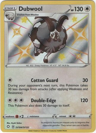 <transcy>Pokemon Card Shining Fates SV104 / SV122 SV104 / SV122 Dubwool Shiny Sjælden</transcy>