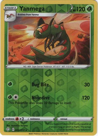 Pokemon Card Shining Fates 002/072 2/72 Yanmega Reverse Holo Rare