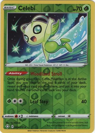 Pokemon Card Shining Fates 003/072 3/72 Celebi Reverse Holo Rare