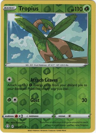 Pokemon Card Shining Fates 005/072 5/72 Tropius Reverse Holo Uncommon