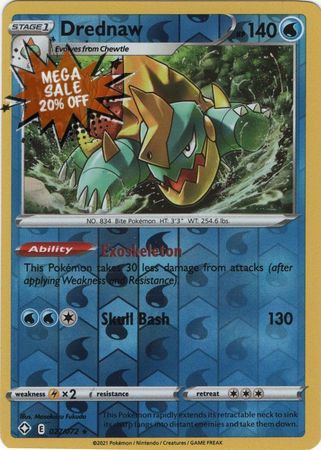 Pokemon Card Shining Fates 027/072 27/72 Drednaw Reverse Holo Rare