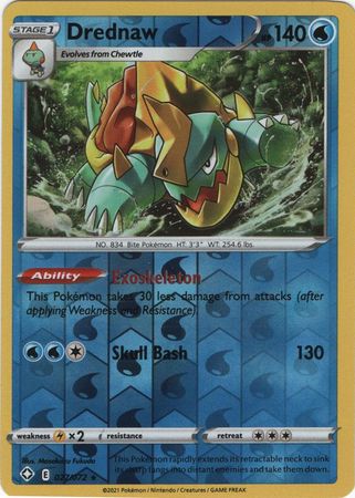 Pokemon Card Shining Fates 027/072 27/72 Drednaw Reverse Holo Rare