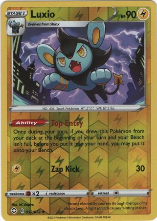 Pokemon Card Shining Fates 032/072 32/72 Luxio Reverse Holo Uncommon