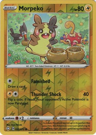 Pokemon Card Shining Fates 035/072 35/72 Morpeko Reverse Holo Common