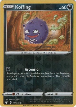 Pokemon Card Shining Fates 041/072 41/72 Koffing Reverse Holo Common