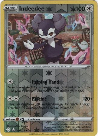 Pokemon Card Shining Fates 056/072 56/72 Indeedee Reverse Holo Rare