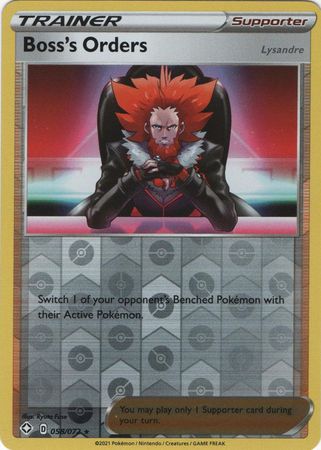 Pokemon Card Shining Fates 058/072 58/72 Boss's Orders Supporter Reverse Holo Rare