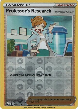 Pokemon Card Shining Fates 060/072 60/72 Professor's Research Supporter Reverse Holo Rare