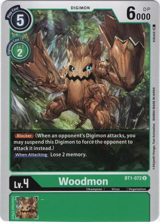 <transcy>بطاقة Digimon الإصدار 1.0 Woodmon BT1-072 U</transcy>