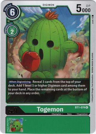 Digimon Card Ver 1.0 Togemon BT1-074 R