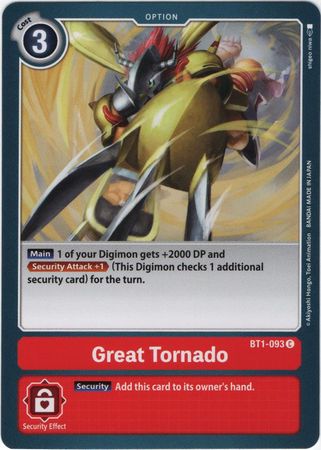 Digimon Card Ver 1.0 Great Tornado BT1-093 C