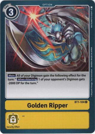 Digimon Card Ver 1.0 Golden Ripper BT1-104 C