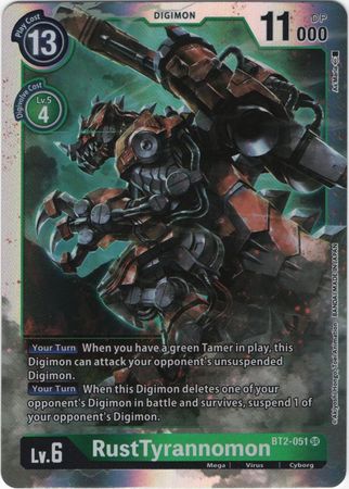 <transcy>デジモンカードVer1.0 RustTyrannomon BT2-051 SR</transcy>