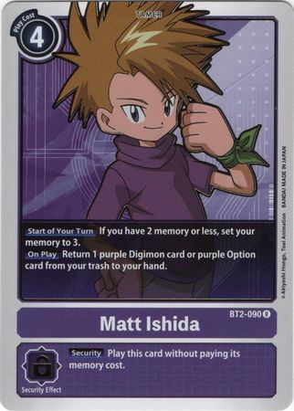 Digimon Card Ver 1.0 Matt Ishida BT2-090 R