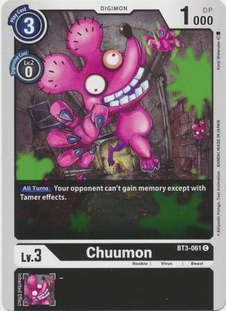 <transcy>بطاقة Digimon الإصدار 1.0 Chuumon BT3-061 C</transcy>
