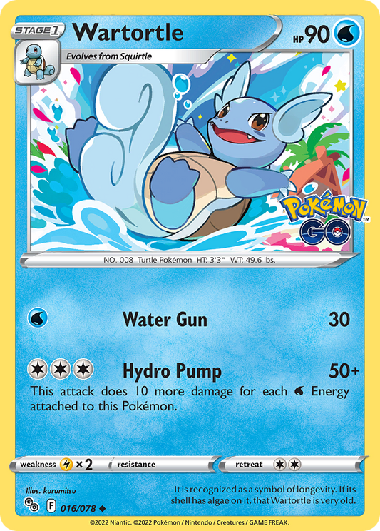 Pokemon Card Pokemon Go 16/78 Wartortle Uncommon *MINT*