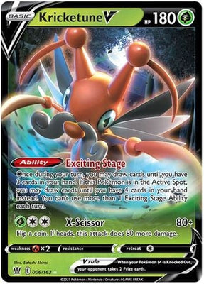 <transcy>Pokemon Card Battle Styles 006/163 6/163 Kricketune V Ultra Sjælden</transcy>