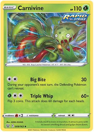 Pokemon Card Battle Styles 009/163 9/163 Carnivine Uncommon