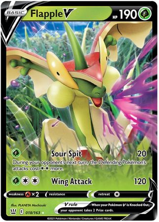 Pokemon Card Battle Styles 018/163 18/163 Flapple V Ultra Rare