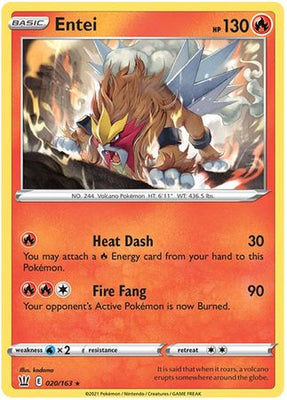 <transcy>Pokemon Card Battle Styles 020/163 20/163 Entei Holo Sjælden</transcy>