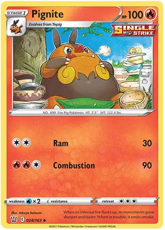 Pokemon Card Battle Styles 024/163 24/163 Pignite Uncommon