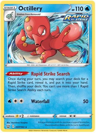 Pokemon Card Battle Styles 037/163 37/163 Octillery Holo Rare