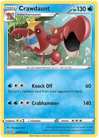 Pokemon Card Battle Styles 039/163 39/163 Crawdaunt Uncommon