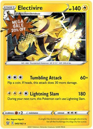 Pokemon Card Battle Styles 045/163 45/163 Electivire Rare