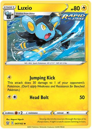 Pokemon Card Battle Styles 047/163 47/163 Luxio Uncommon