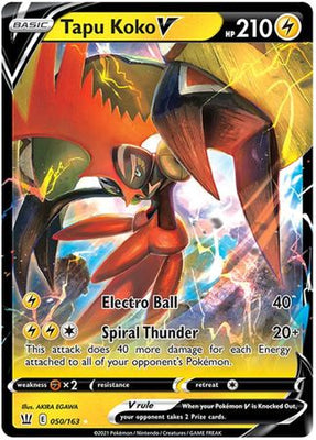 <transcy>Pokemon Card Battle Styles 050/163 50/163 Tapu Koko V Ultra Selten</transcy>