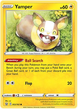 Pokemon Card Battle Styles 052/163 52/163 Yamper Common