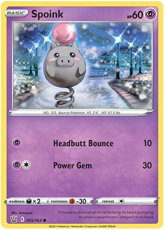 Pokemon Card Battle Styles 055/163 55/163 Spoink Common