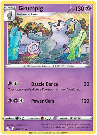 Pokemon Card Battle Styles 056/163 56/163 Grumpig Uncommon