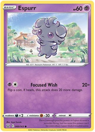 Pokemon Card Battle Styles 060/163 60/163 Espurr Common