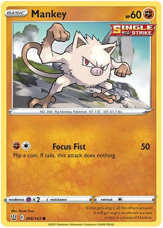 Pokemon Card Battle Styles 066/163 66/163 Mankey Common