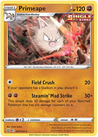 Pokemon Card Battle Styles 067/163 67/163 Primeape Rare