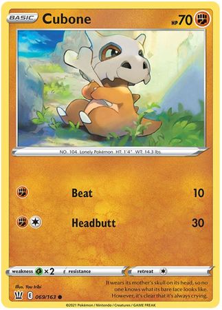 Pokemon Card Battle Styles 069/163 69/163 Cubone Common