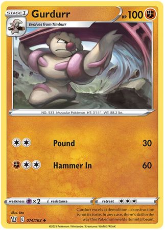 Pokemon Card Battle Styles 074/163 74/163 Gurdurr Uncommon