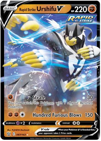 <transcy>Pokemon Card Battle Styles 087/163 87/163 Rapid Strike Urshifu V Ultra Sjælden</transcy>