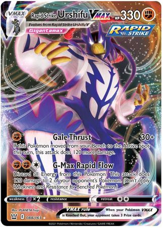 <transcy>Pokemon Card Battle Styles 088/163 88/163 Rapid Strike Urshifu VMAX Ultra Sjælden</transcy>