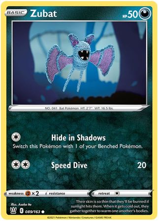 <transcy>Pokemon Card Battle Styles 089/163 89/163 Zubat Common</transcy>