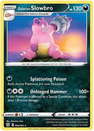 Pokemon Card Battle Styles 092/163 92/163 Galarian Slowbro Rare