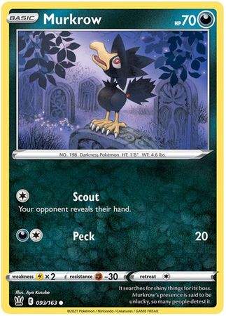 Pokemon Card Battle Styles 093/163 93/163 Murkrow Common