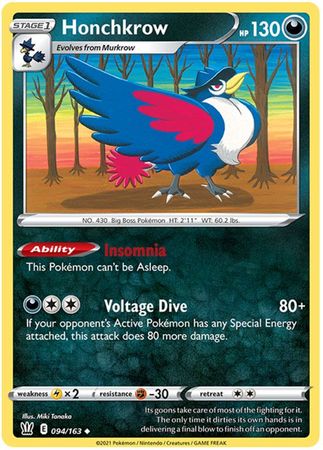 <transcy>Pokemon Card Battle Styles 094/163 94/163 Honchkrow Gelegentlich</transcy>