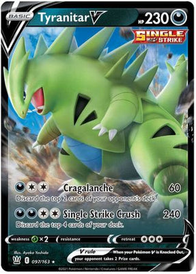 <transcy>Pokemon Card Battle Styles 097/163 97/163 Tyranitar V Ultra Sjælden</transcy>