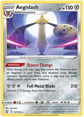 <transcy>Pokemon Card Battle Styles 107/163 107/163 Aegislash Holo Selten</transcy>