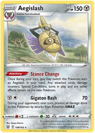 <transcy>Pokemon Card Battle Styles 108/163 108/163 Aegislash Selten</transcy>