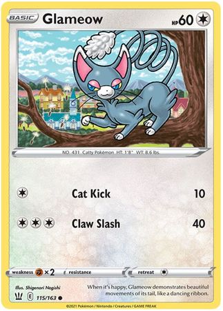 <transcy>Pokemon Card Battle Styles 115/163 115/163 Glameow Common</transcy>