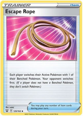 <transcy>Pokemon Card Battle Styles 125/163 125/163 Escape Rope Item Ikke almindelig</transcy>